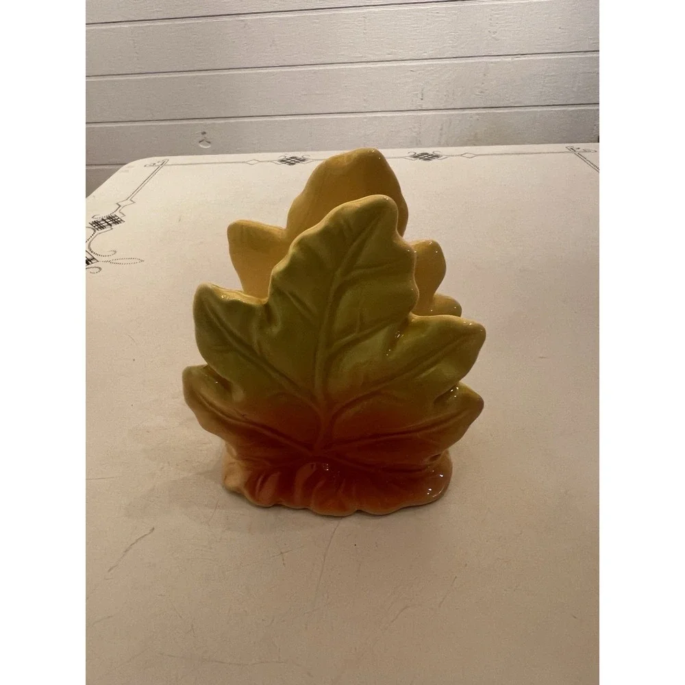 NAPKIN HOLDER  Autumn Leaf Design With Graduating Colors Yellow, Green, Orange